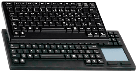 IQ Tastatur mit 85 oder 105 Tasten, ohne oder mit integriertem Touchpad und dimmbarer Tastenbeleuchtung - Voll Silikon-Gummi-Keyboard zum An- oder Einbau, getestet nach IP88 und MIL-STD. Für die industrielle-, Logistik-, Militär- und Seefahrtanwendung.